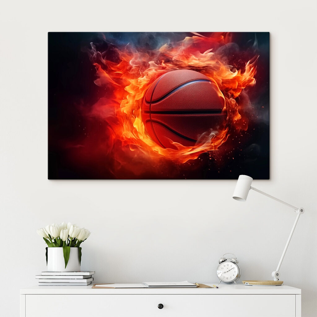 Basketball in flames on a black background Basketball in flames on a black background