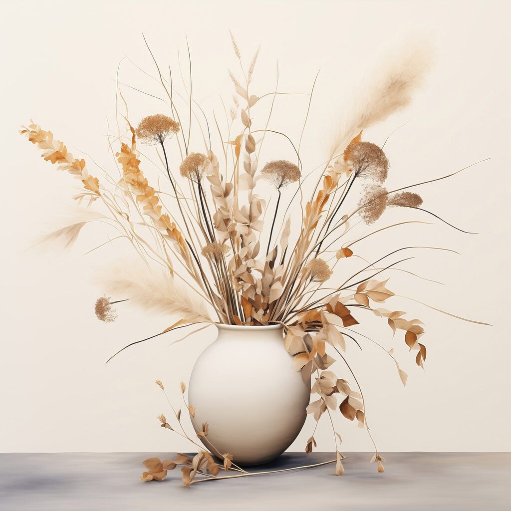 Vase with dried flowers