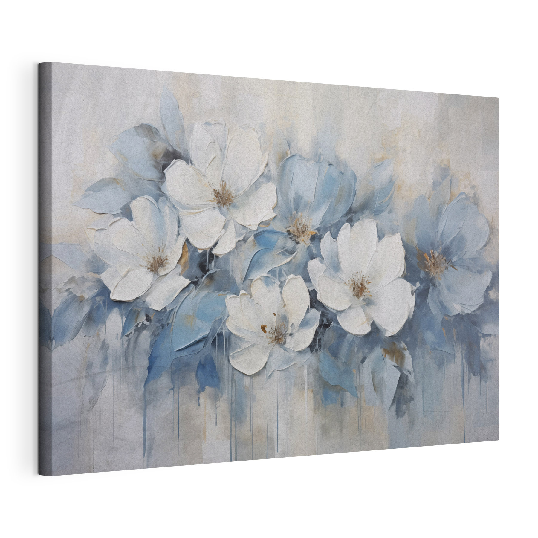 Painting of white and blue flowers Painting of white and blue flowers