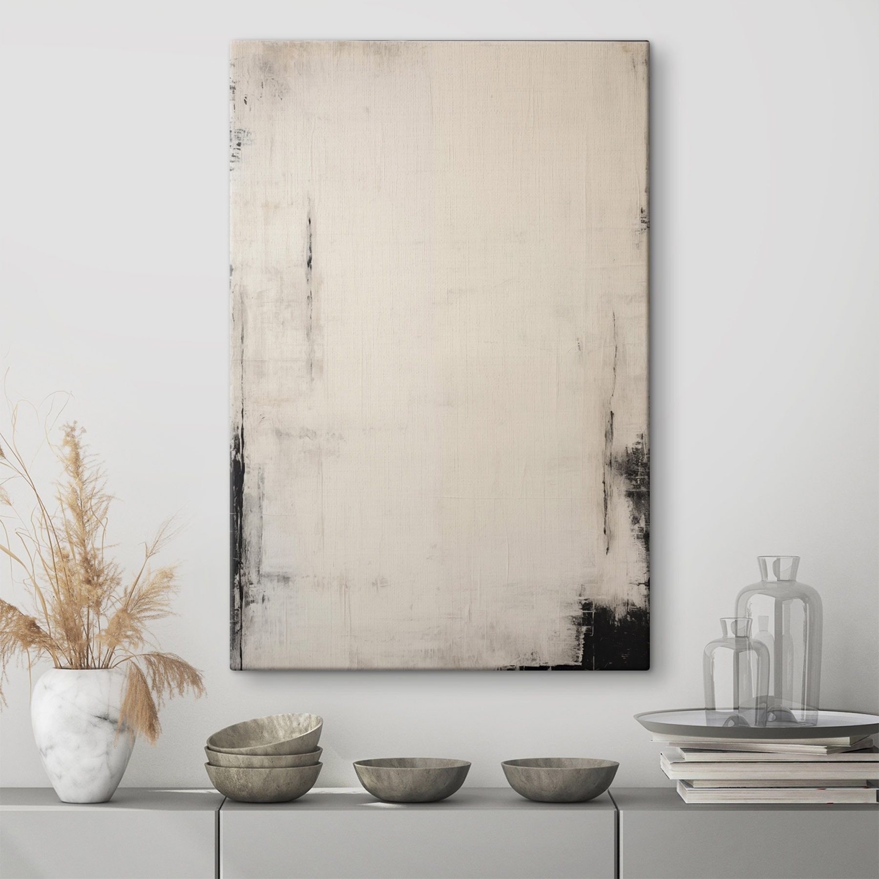 White and black painted wall