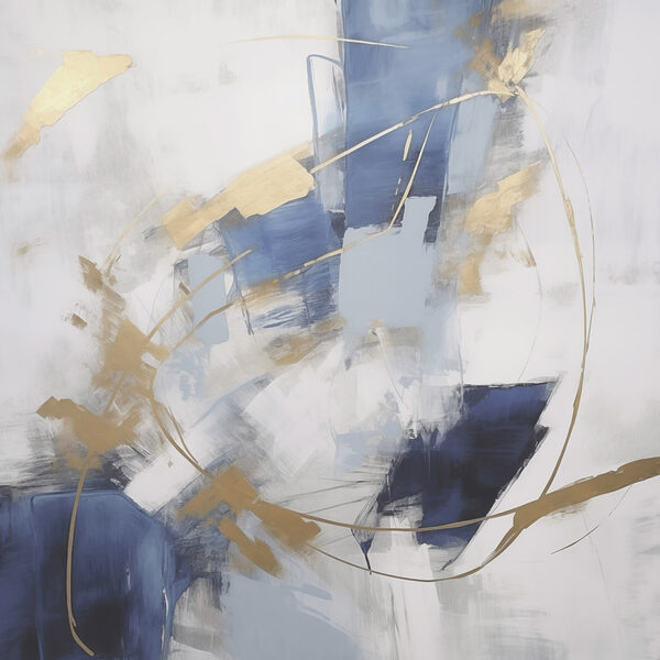 Painting of a blue and white wall