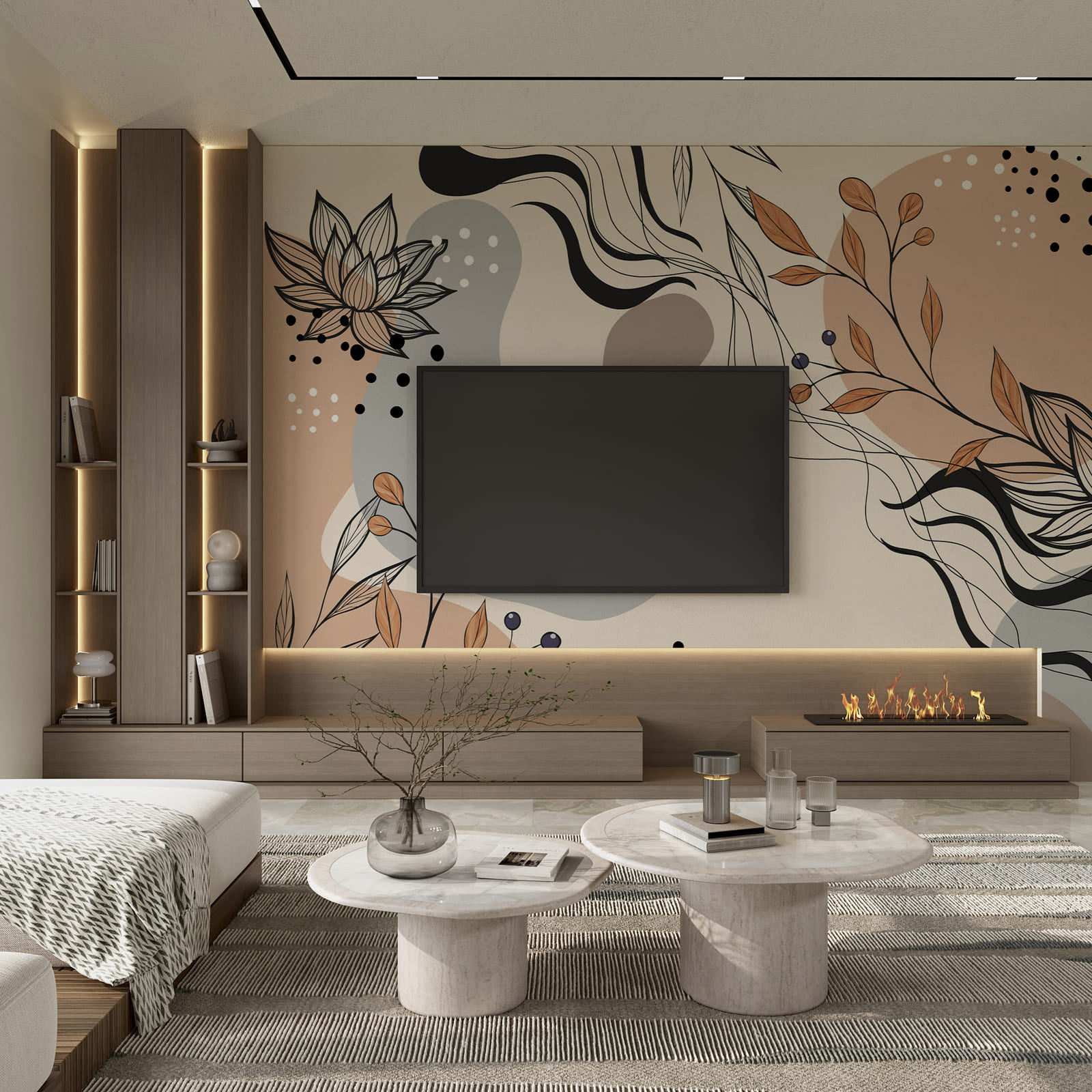 Disegno di fiori e foglie