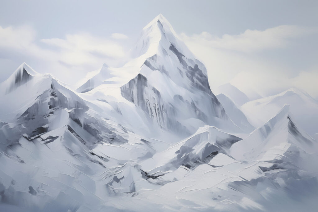 Snowy mountain with a blue sky
