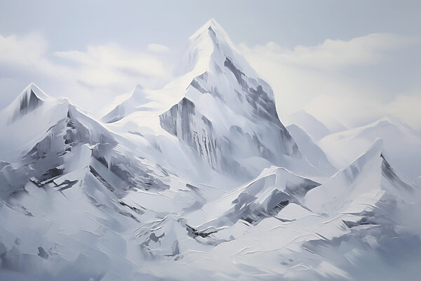Snowy mountain with a blue sky