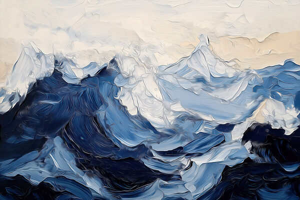 Painting of waves and clouds