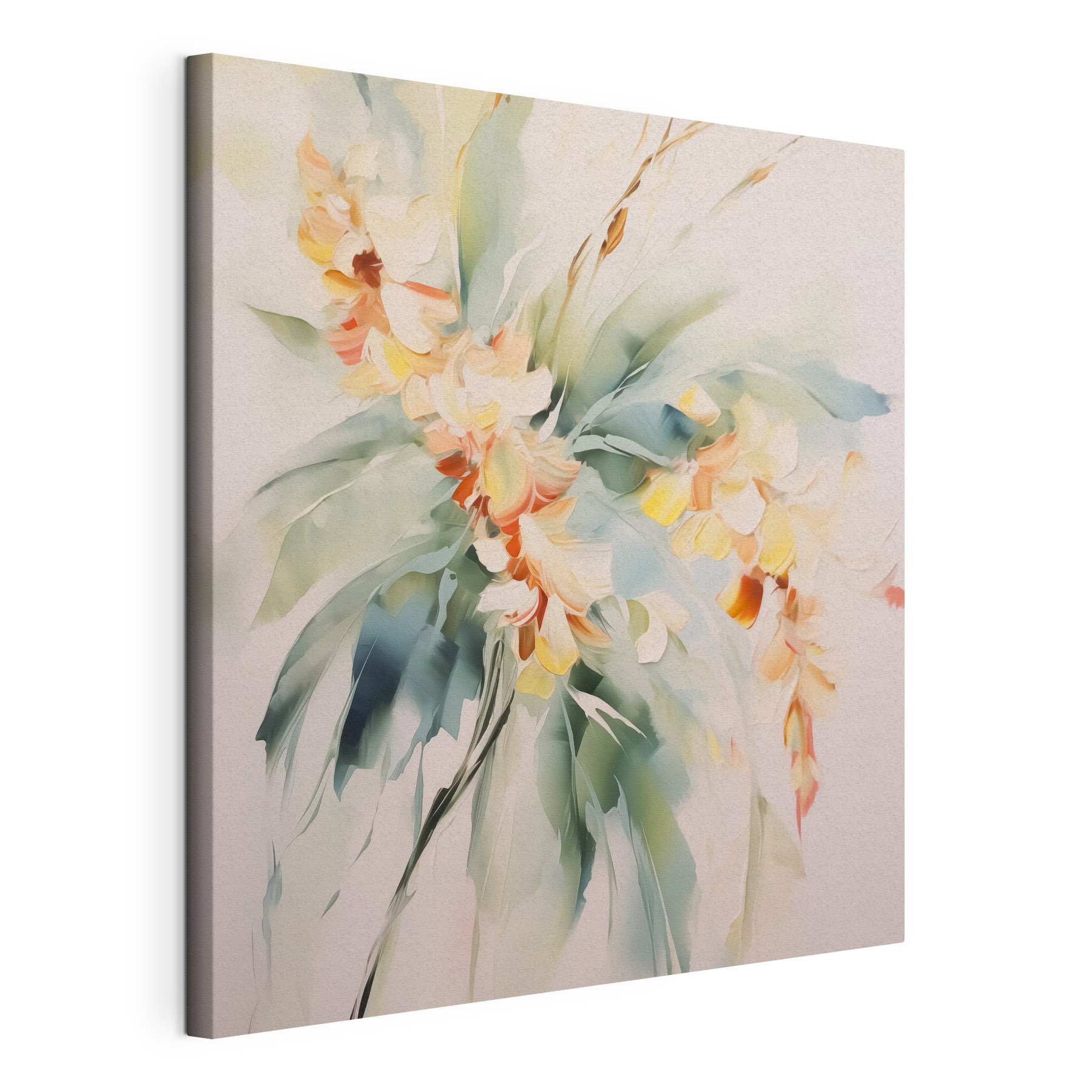 Painting of flowers on a white surface