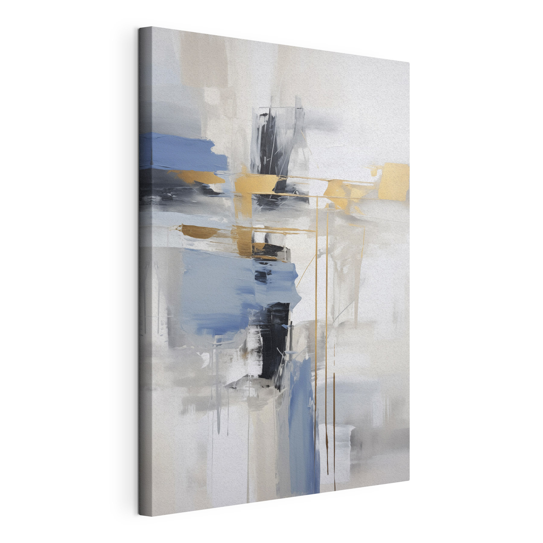 Painting of a white and blue abstract art