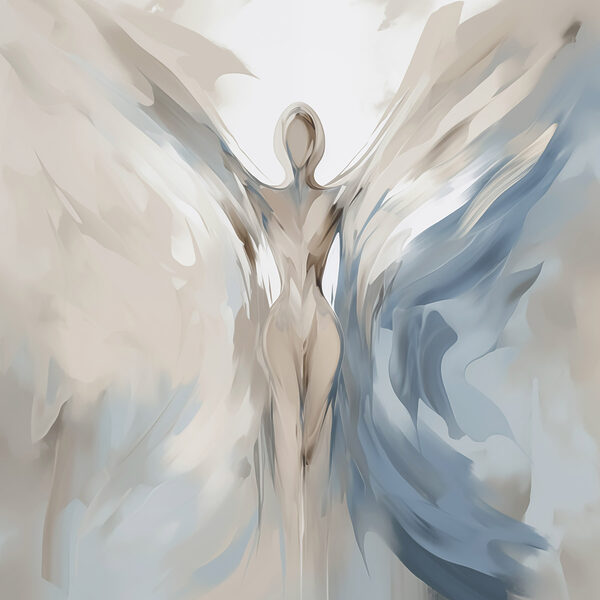 Woman with wings and a hood