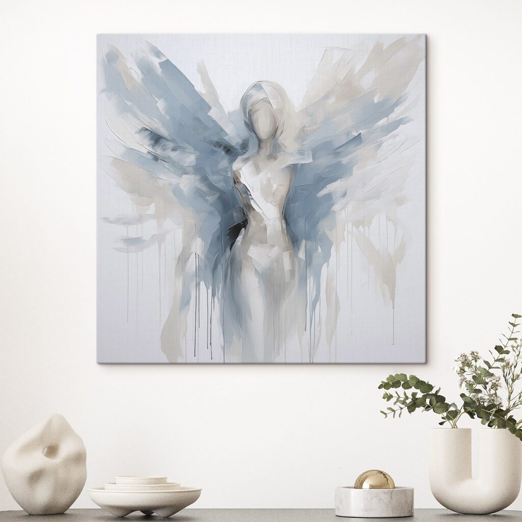 Painting of a woman with wings