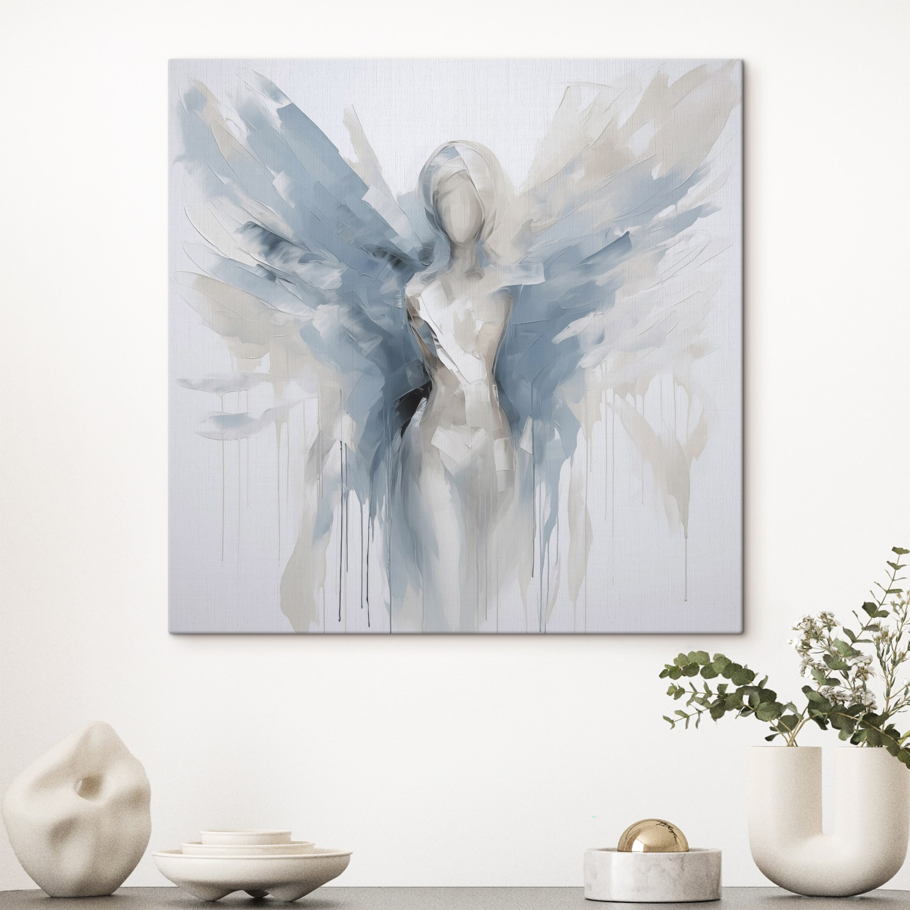 Painting of a woman with wings
