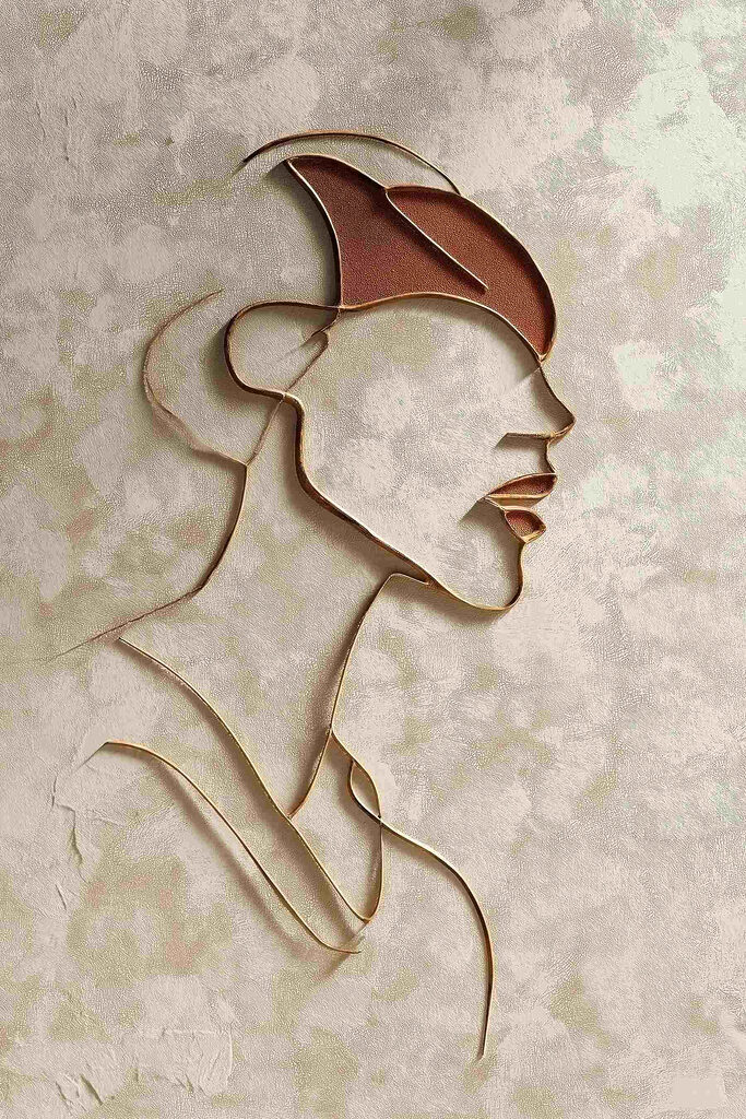 Woman's face made out of brown pieces of bread