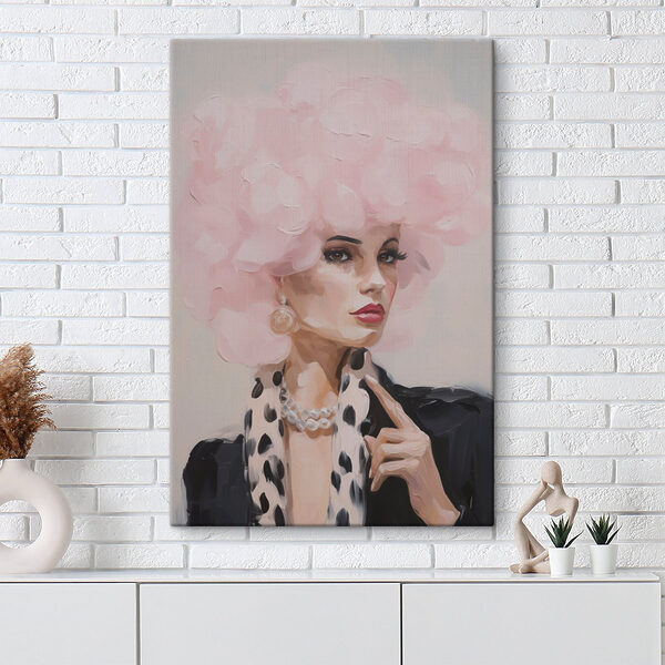 Quadri Quadri Dipinto raffigurante una donna con una chioma rosa e vaporosa (COD: s49509)