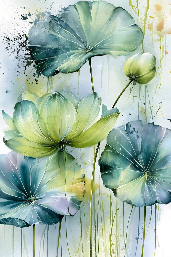Painting of flowers and leaves