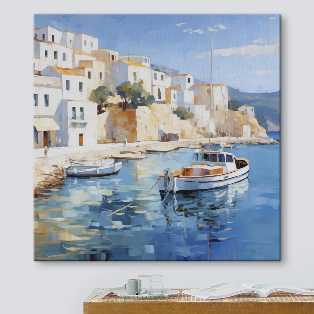 Painting of a boat in the water Painting of a boat in the water