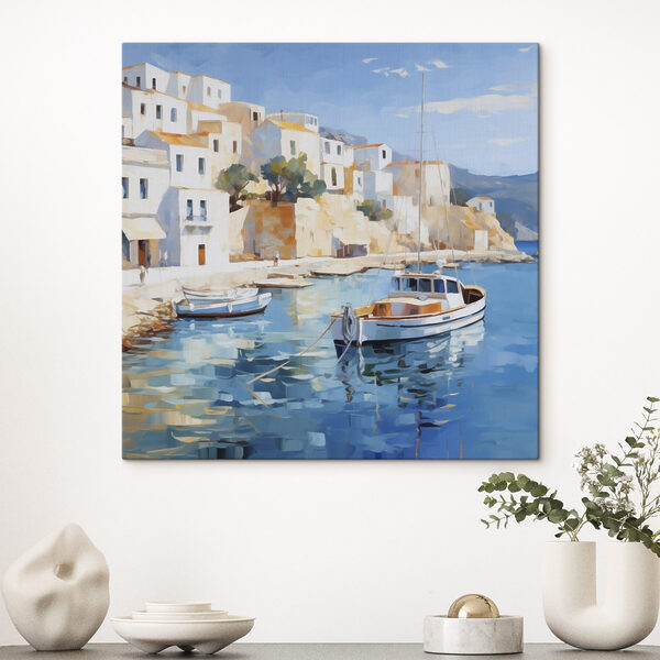 Painting of a boat in the water Painting of a boat in the water