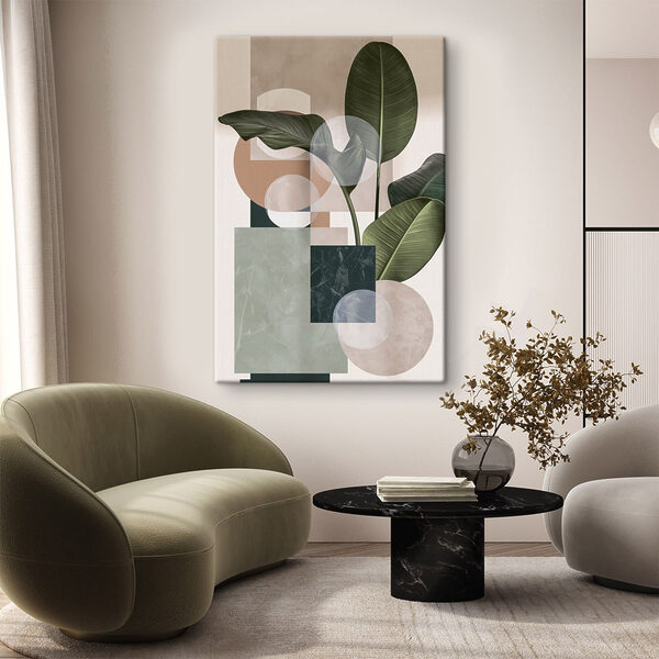 Plant with leaves and geometric shapes Plant with leaves and geometric shapes