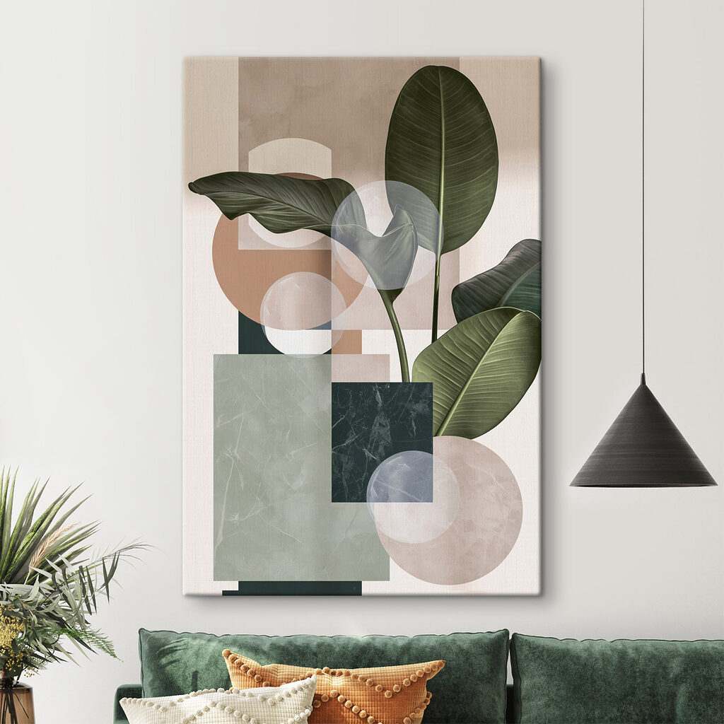 Plant with leaves and geometric shapes Plant with leaves and geometric shapes