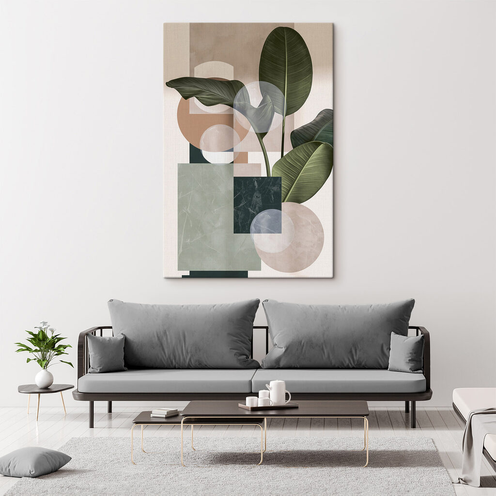 Plant with leaves and geometric shapes Plant with leaves and geometric shapes