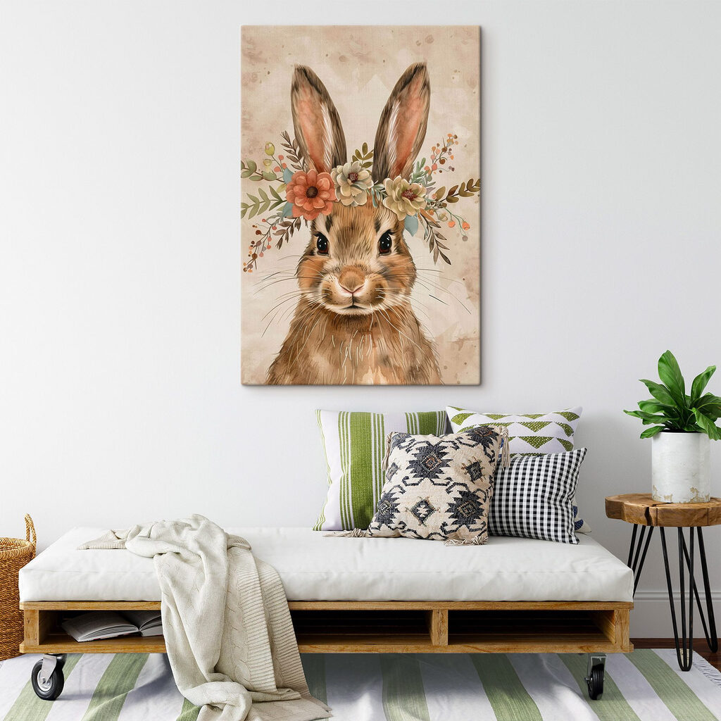 Rabbit with flowers on its head