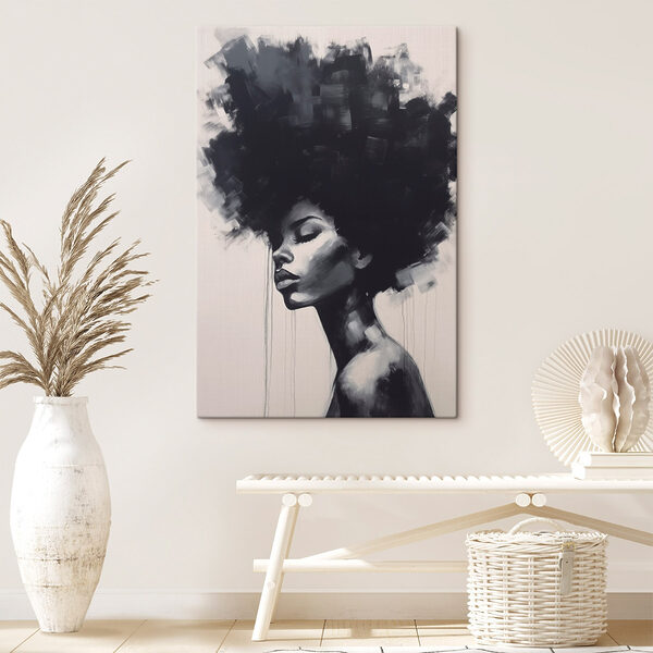 Painting of a woman with a big afro Painting of a woman with a big afro