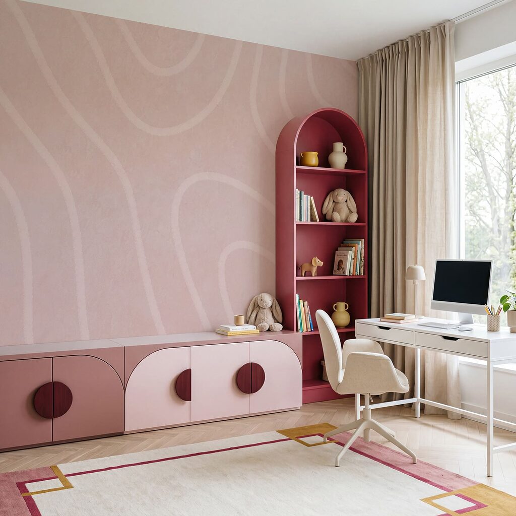 Motivo ondulato rosa e bianco