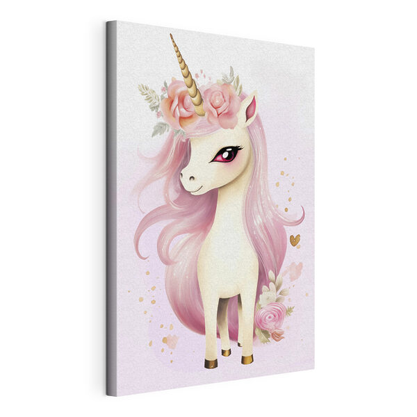 Unicorno con i capelli rosa e dei fiori Quadri Unicorno con i capelli rosa e dei fiori