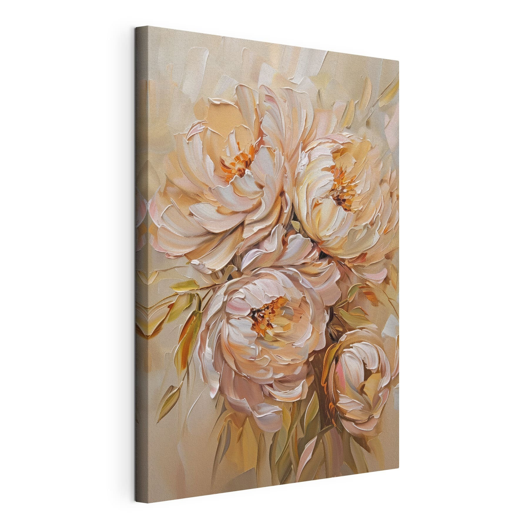 Painting of flowers on a white surface