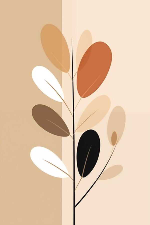 Brown white and black leafy plant