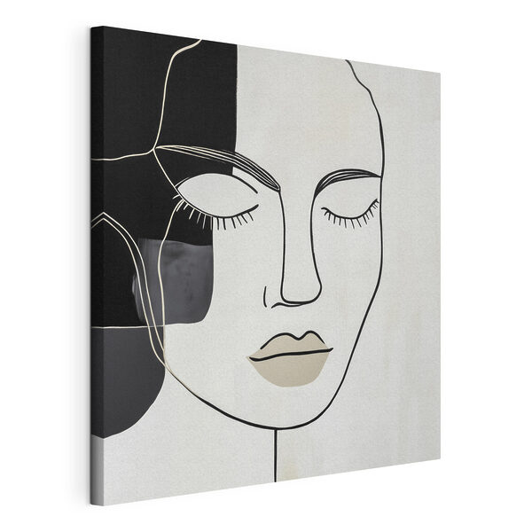 Black and white artwork of a woman's face