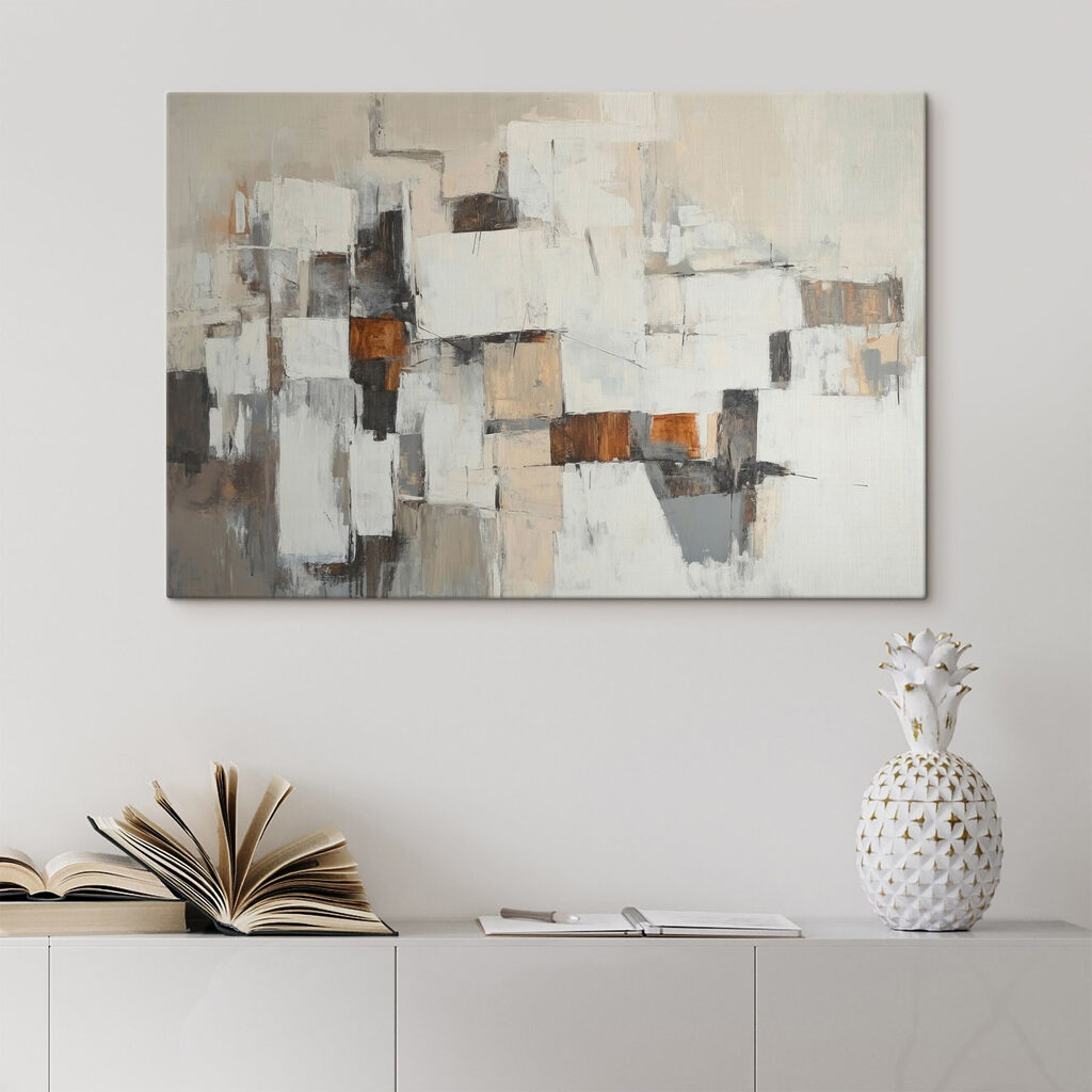Painting of white and brown squares