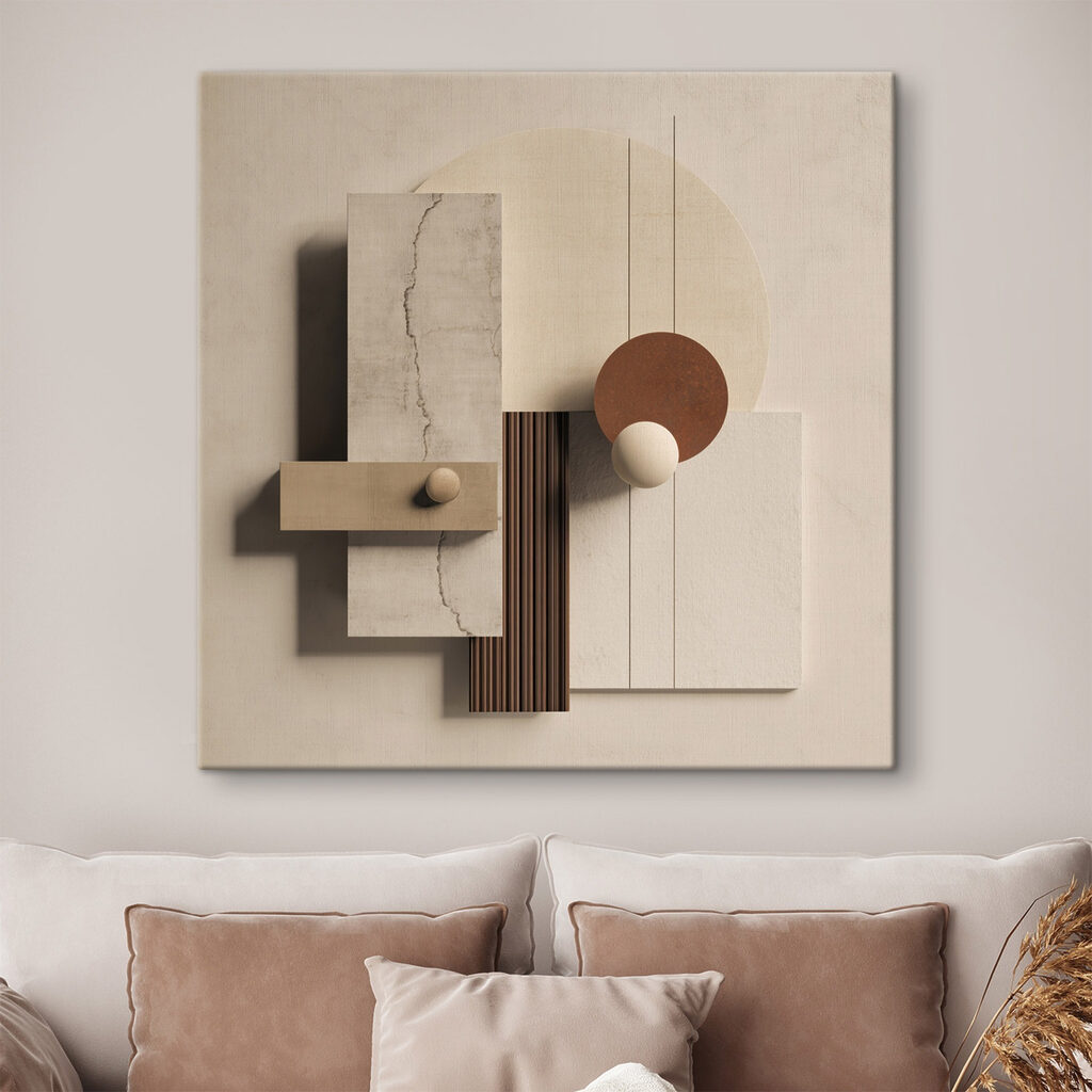 Wall art with different shapes and colors