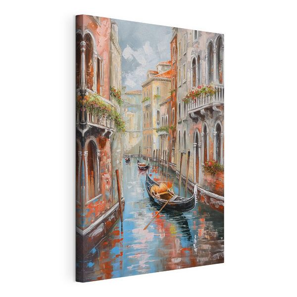 Quadri Dipinto raffigurante un canale con una gondola nel cuore della città (COD: s46031) Quadri Quadri Dipinto raffigurante un canale con una gondola nel cuore della città (COD: s46031)