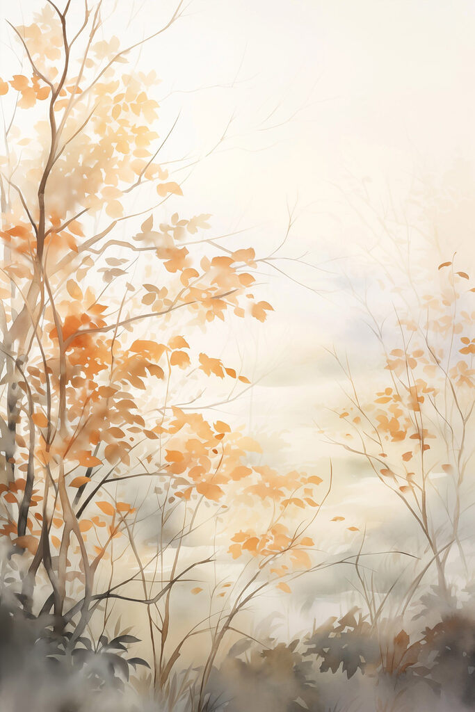 Painting of trees with orange leaves Painting of trees with orange leaves