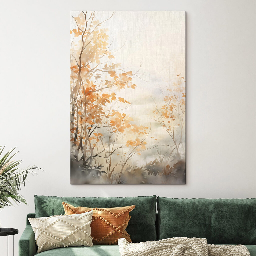 Painting of trees with orange leaves Painting of trees with orange leaves