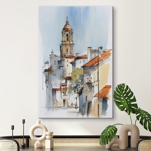 Quadri Dipinto ad acquerello raffigurante degli edifici