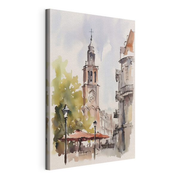 Quadri Acquerello raffigurante un edificio con una torre dell'orologio (COD: s46121) Quadri Quadri Acquerello raffigurante un edificio con una torre dell'orologio (COD: s46121)