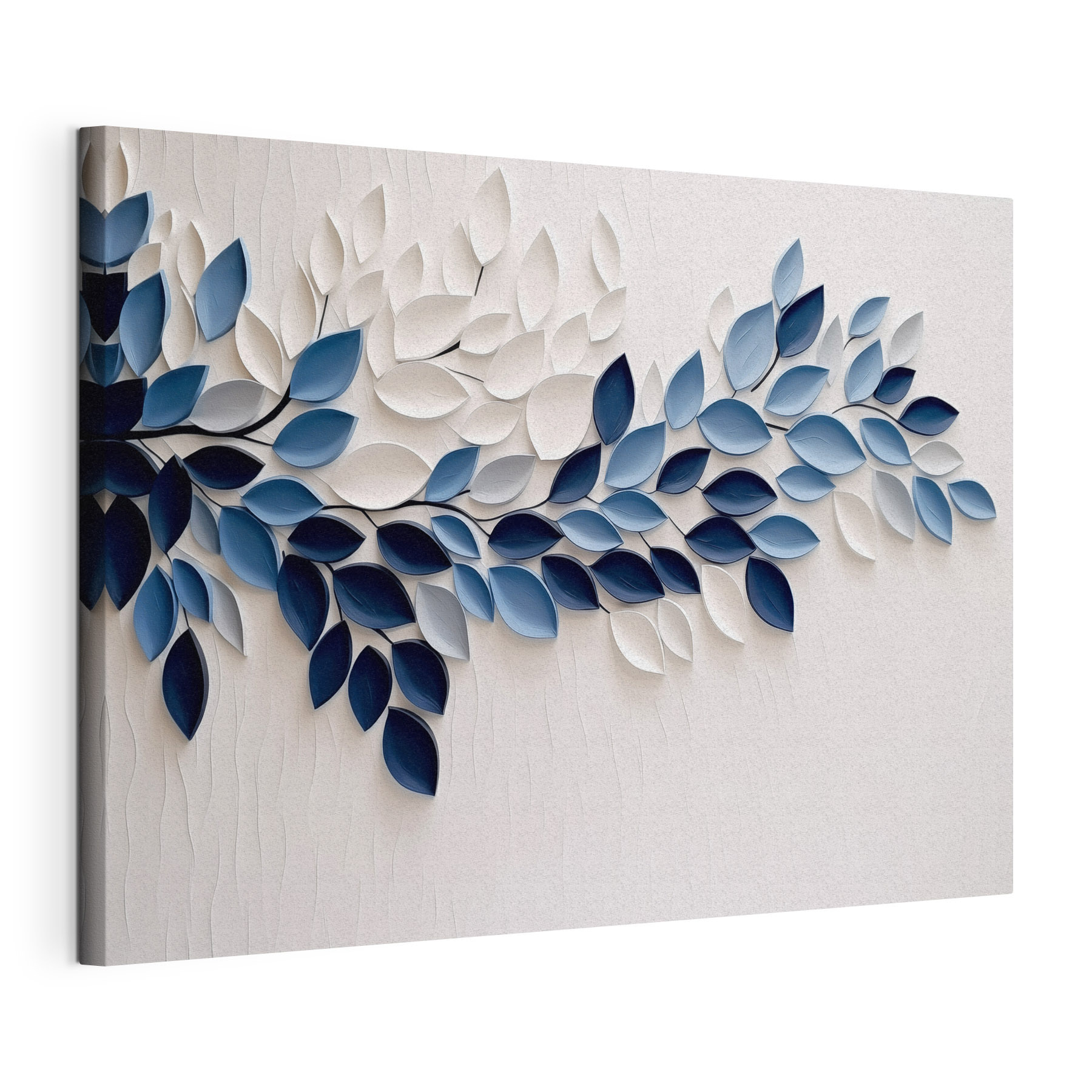 Blue and white leaf art
