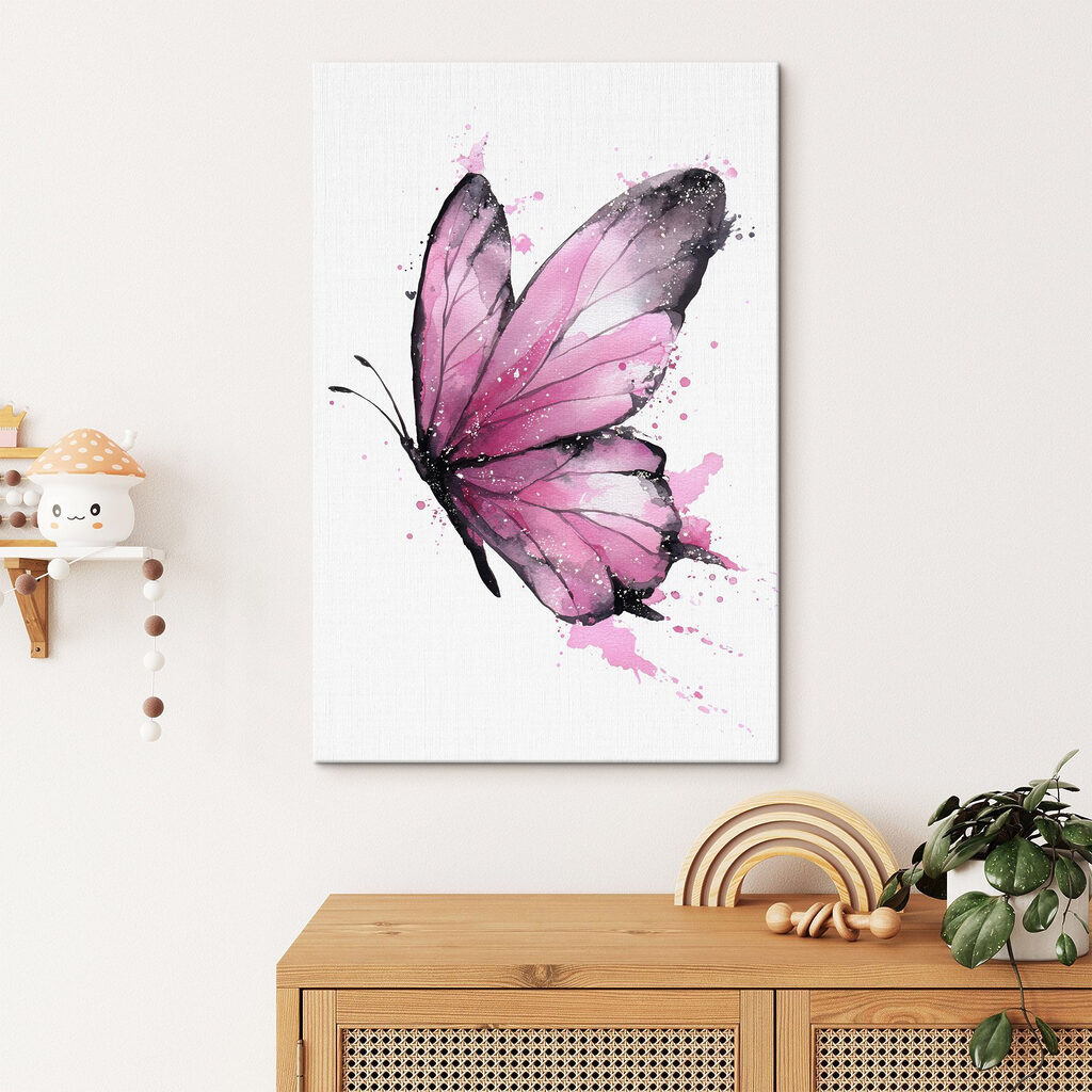 Pink butterfly with black wings