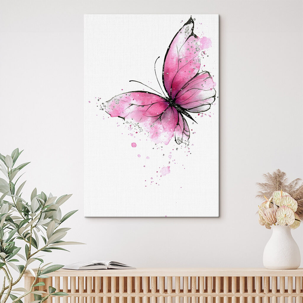 Delicate pink butterfly on a canvas Delicate pink butterfly on a canvas