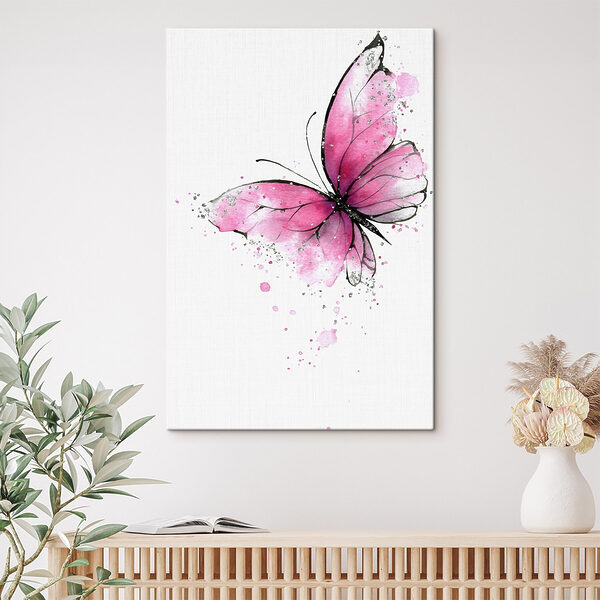 Delicate pink butterfly on a canvas Delicate pink butterfly on a canvas