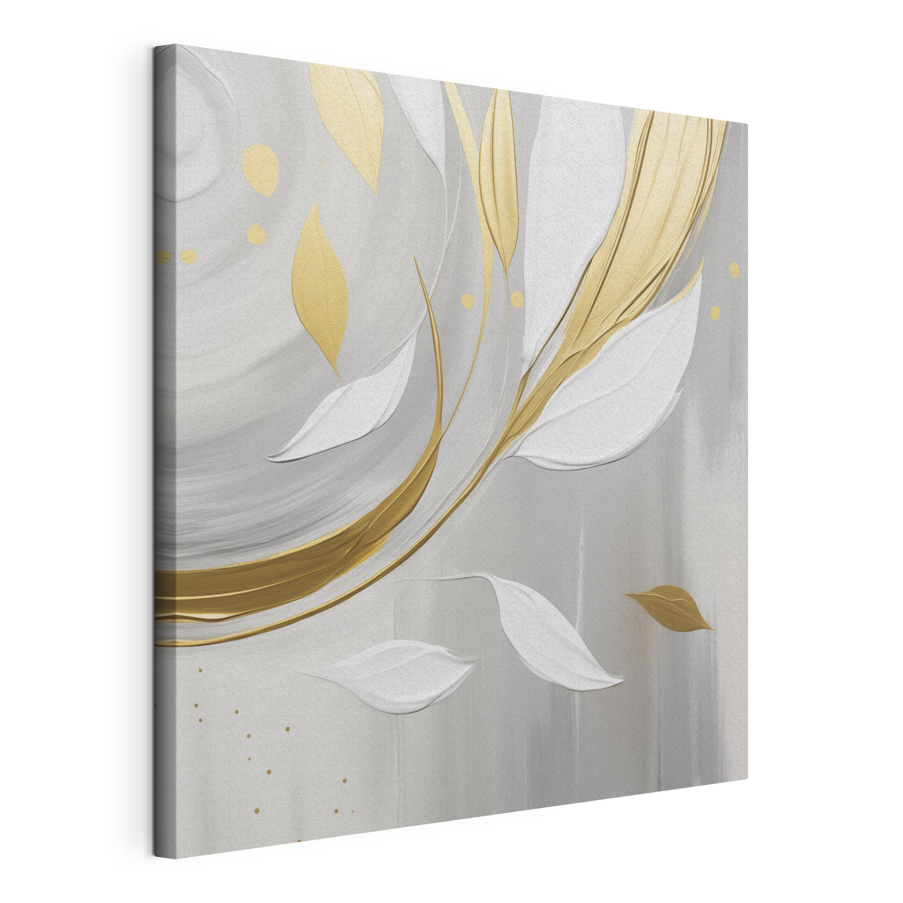 Painting of leaves and swirls