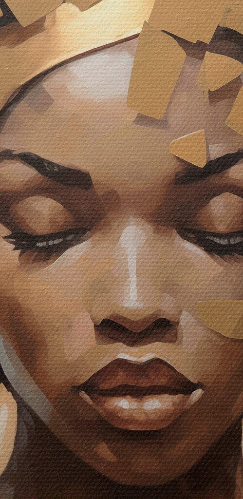 Soft beauty amidst abstract shapes Soft beauty amidst abstract shapes