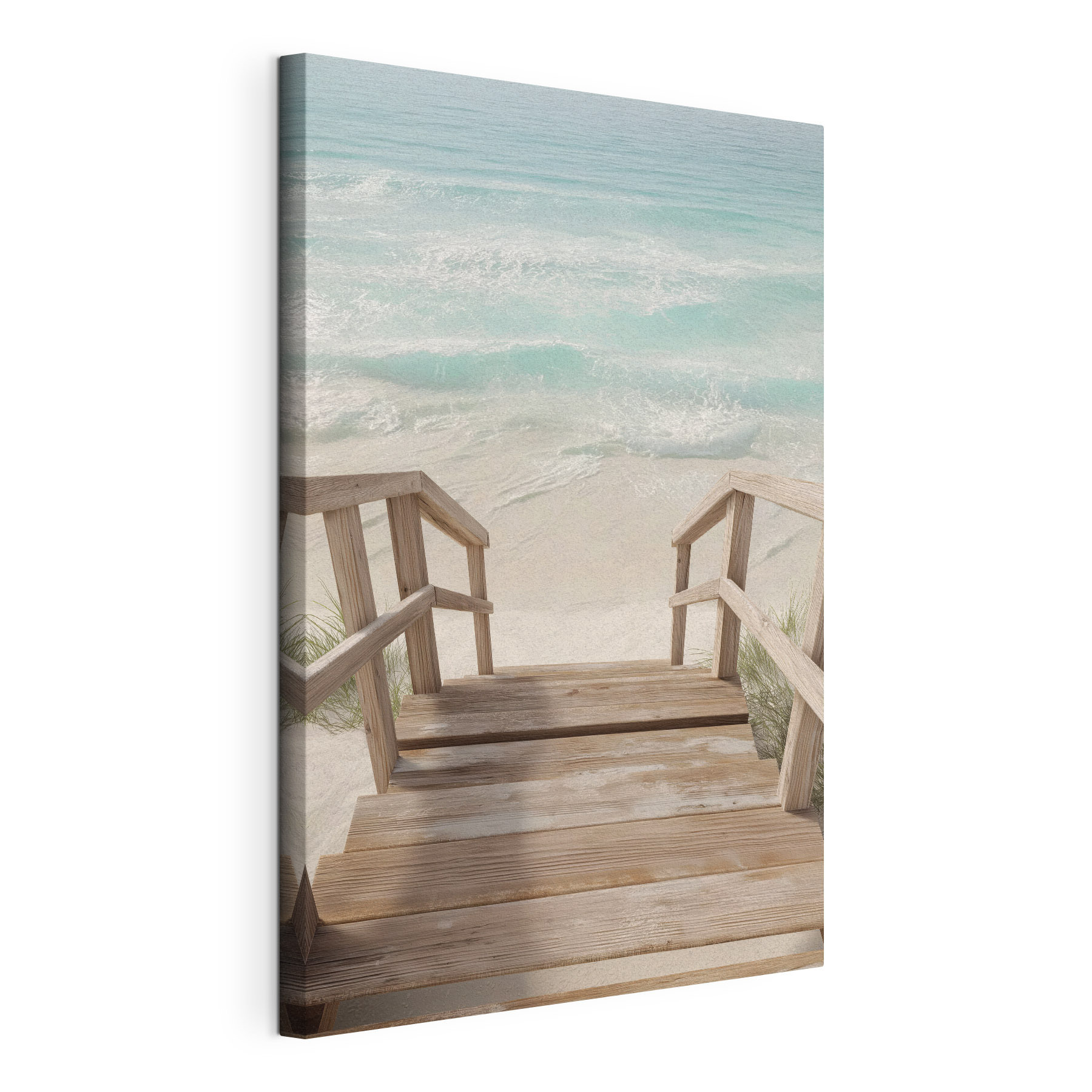 Wooden stairs leading to a beach