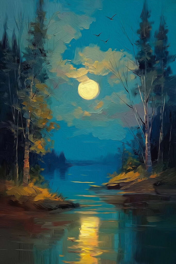Moon over a river Moon over a river