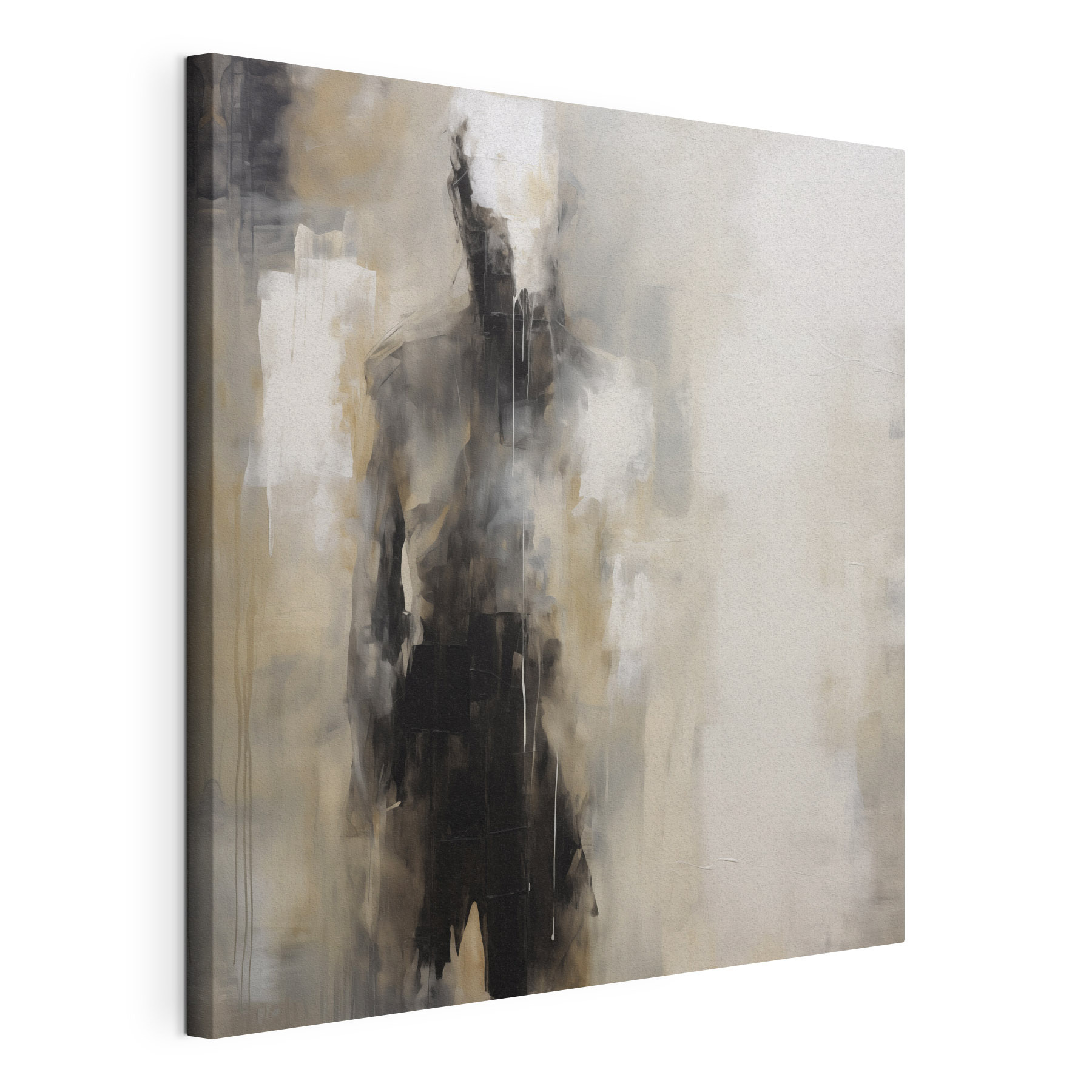 Painting of a person in black and white Painting of a person in black and white