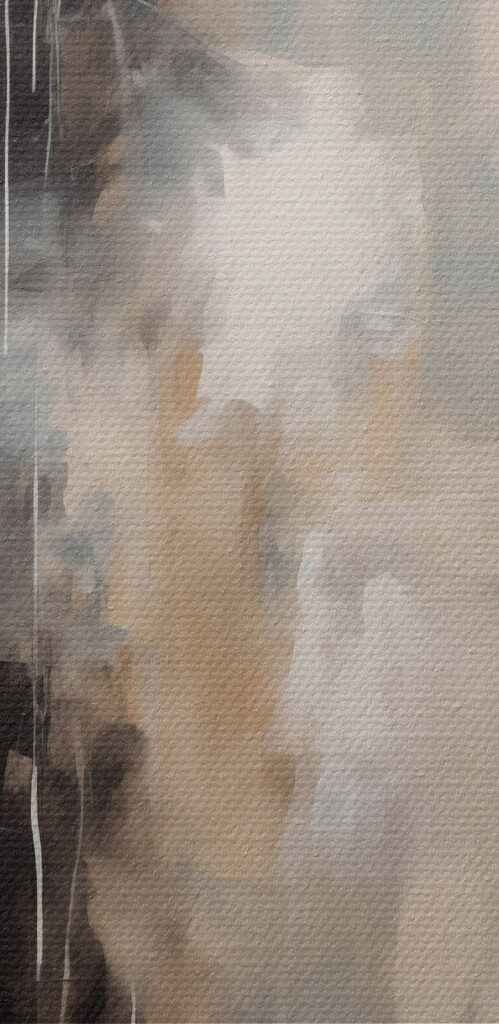 Painting of a person in black and white