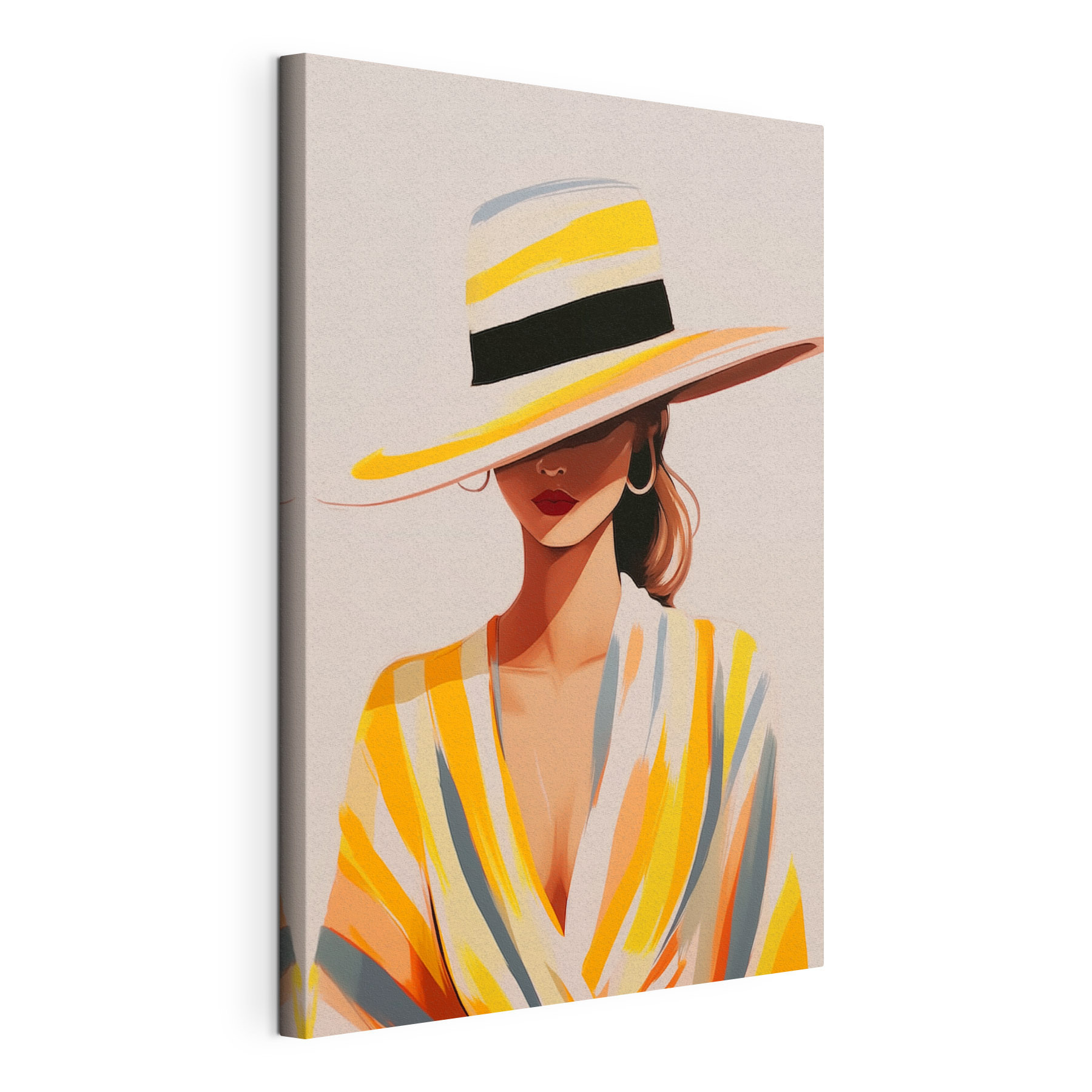 Woman wearing a yellow hat Woman wearing a yellow hat