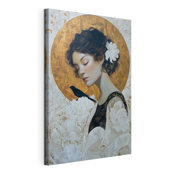 Quadri Dipinto raffigurante una donna con un uccello sulla spalla (COD: s46364) Quadri Quadri Dipinto raffigurante una donna con un uccello sulla spalla (COD: s46364)