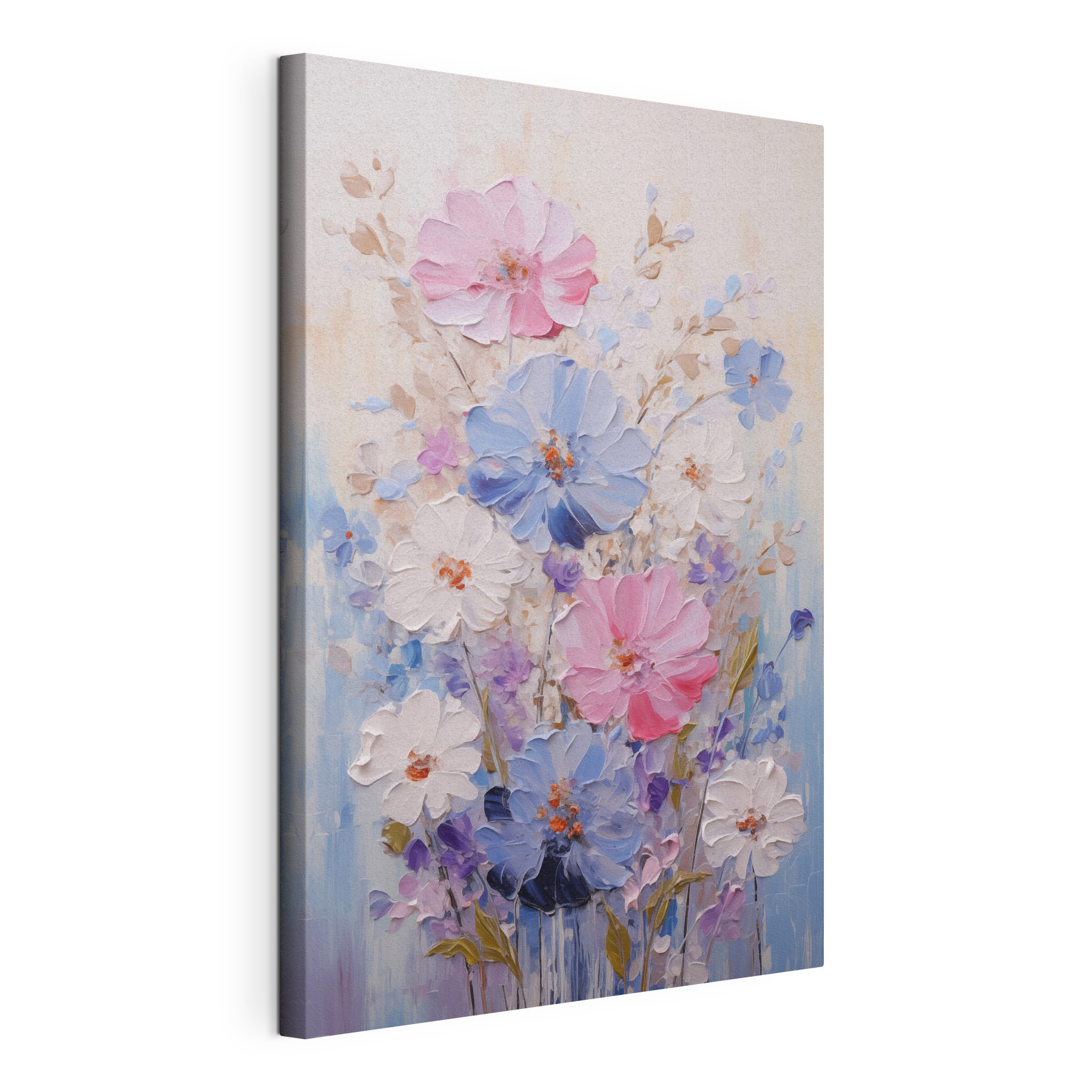 Painting of flowers on a white surface Painting of flowers on a white surface
