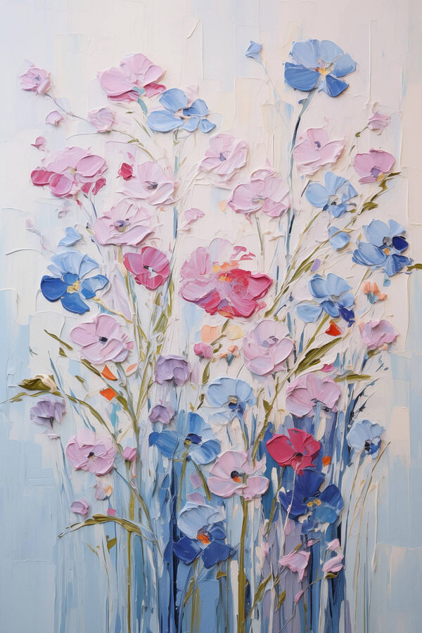 Painting of flowers on a white surface Painting of flowers on a white surface